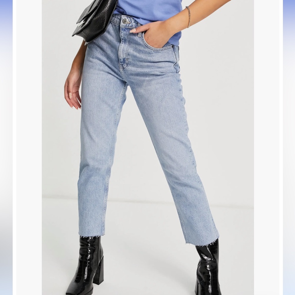 Topshop 25 Raw Hem Crop Straight Leg Jeans - Picture 1 of 8